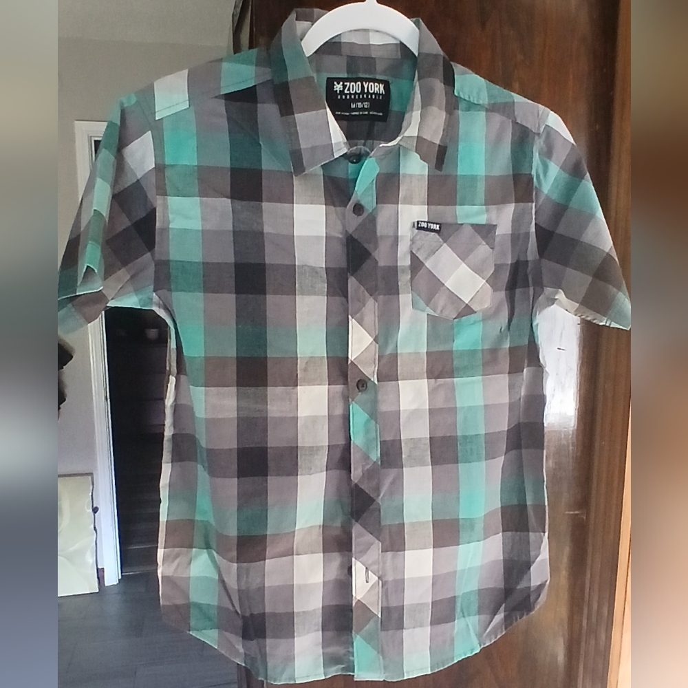 Zoo York Men's Checkered Shirt - Teal, Black, and Brown